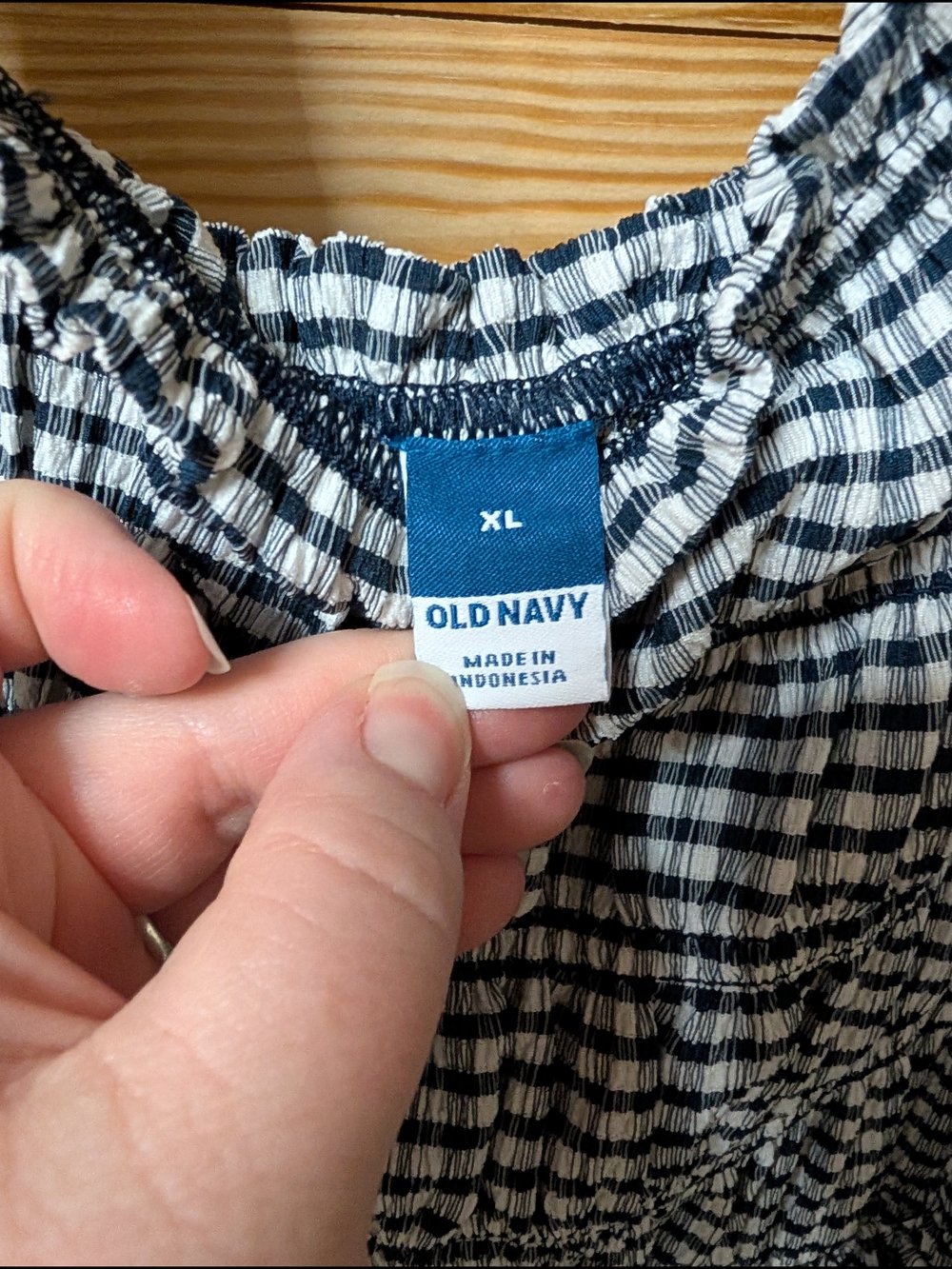 Old Navy Blue and White Gingham Smocked Dress - Picture 2 of 3